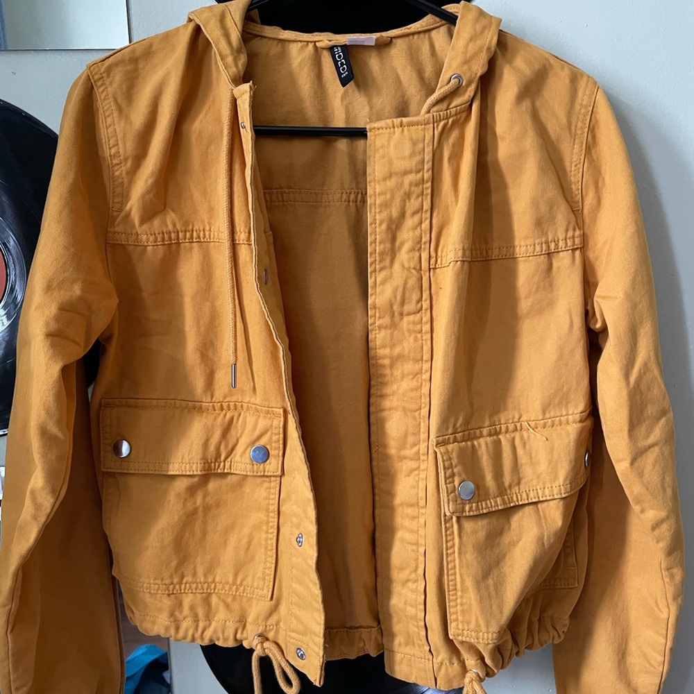 Yellow Cropped Khaki Jacket